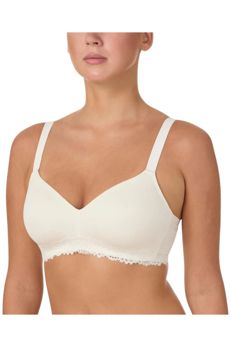 Comfort Code Women's Lined Lace Trim Wireless Bra White -